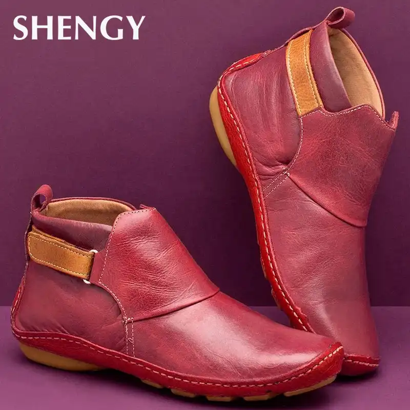 womens leather ankle boots lace up