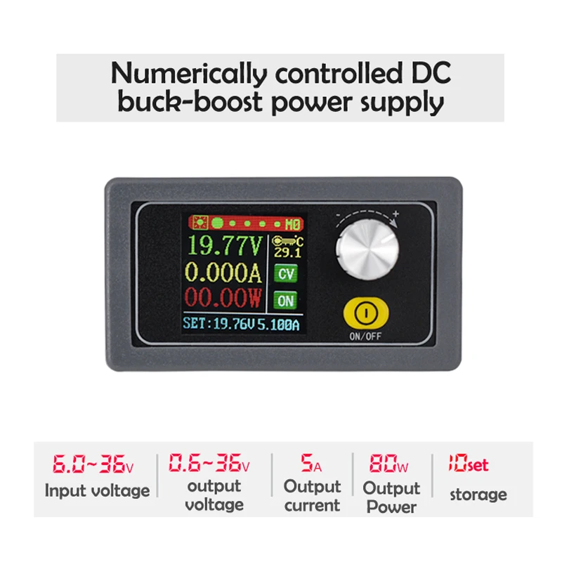 Color screen high-power automatic buck-boost module 5A80W DIY CNC adjustable DC power supply DC12V buck boost
Color screen high-power automatic buck-boost module 5A80W DIY CNC adjustable DC power supply DC12V buck boost