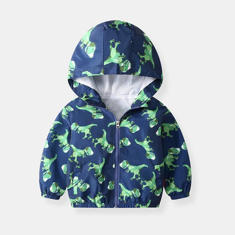 COOTELILI Dinosaur Printing Boys Windbreaker Children Clothes Hooded Autumn Kids Jacket For Boys Coat Children Clothes (9)