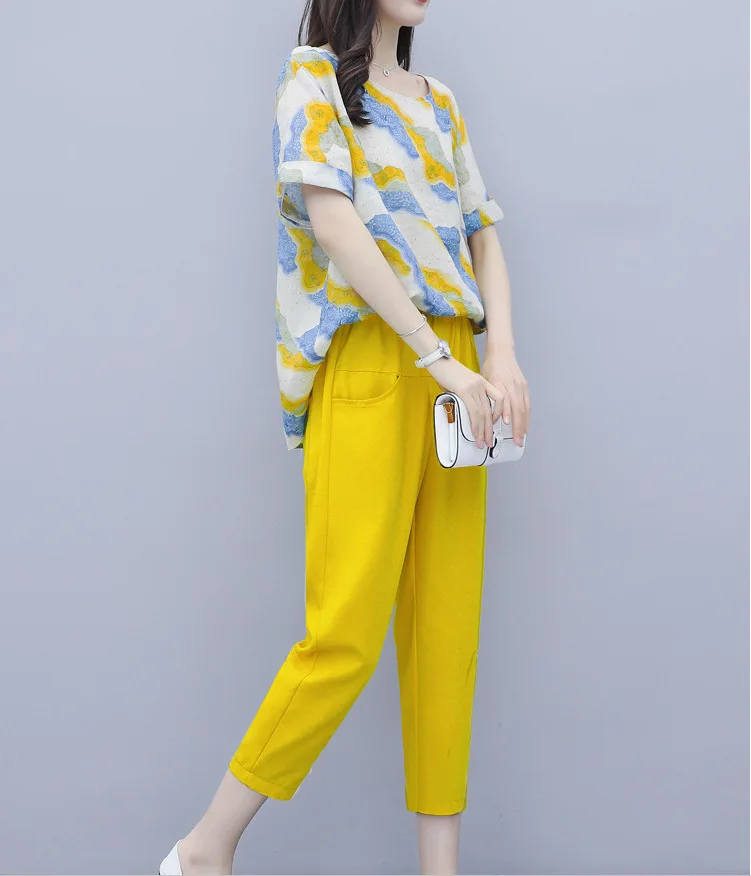 2019 Summer Wear New Style Western Style by Age Two-Piece Set Large Size Loose-Fit Capri Pants Skinny Pants Casual Fashion WOMEN
2019 Summer Wear New Style Western Style by Age Two-Piece Set Large Size Loose-Fit Capri Pants Skinny Pants Casual Fashion WOMEN