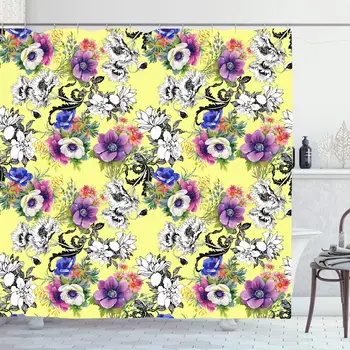 Shower Curtain Set with Hooks for Bathroom 72x72 Colorful Garden Flowers Foliage Seamless Petal Pink Pattern Summer Blossom On 
Shower Curtain Set with Hooks for Bathroom 72x72 Colorful Garden Flowers Foliage Seamless Petal Pink Pattern Summer Blossom On