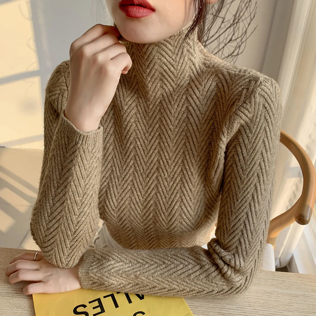 Женский кашемировый свитер Длинный свободный вязаный пуловер Осень-зима 2019 |
