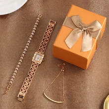 Ladies Bracelet Watch Set Elegant Rose Gold Quartz Watches 2 Pcs Women Bracelets Beautiful Birthday Gift with Box to Mom Wife
Ladies Bracelet Watch Set Elegant Rose Gold Quartz Watches 2 Pcs Women Bracelets Beautiful Birthday Gift with Box to Mom Wife