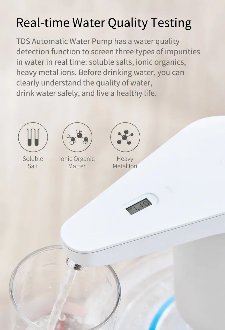 Newest Xiaomi XiaoLang Automatic Mini Touch Switch Water Pump Wireless Rechargeable Electric Dispenser Water Pump WithTDS Test (11)