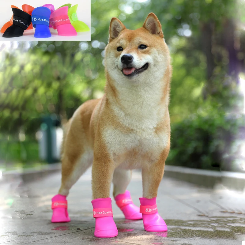 Резиновая Обувь для собак Водонепроницаемая силиконовая Нескользящие сапоги