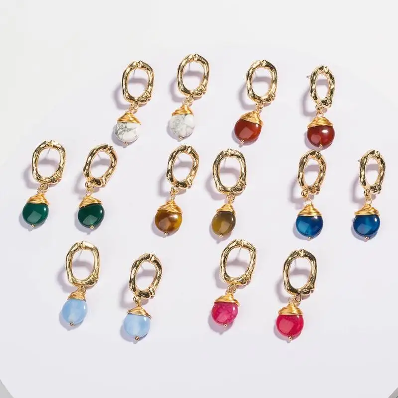Initial O English Letter Colorful Stone Dangle Gold String Wrapped Stud Women Fashion Jewelry Statement Earrings
Initial O English Letter Colorful Stone Dangle Gold String Wrapped Stud Women Fashion Jewelry Statement Earrings