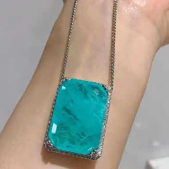 BIG 20*28MM PARAIBA TOURMALINE EMERALD GEMSTONE PENDANT NECKLACE LAKE BLUE NATURAL STONE CHARMS PARTY FINE JEWELRY FOR WOMEN
BIG 20*28MM PARAIBA TOURMALINE EMERALD GEMSTONE PENDANT NECKLACE LAKE BLUE NATURAL STONE CHARMS PARTY FINE JEWELRY FOR WOMEN