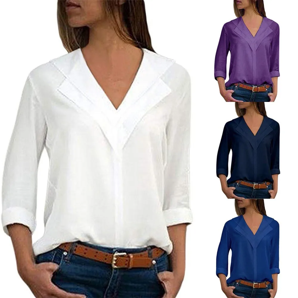 Womens Tops And Blouses Fashion Womens Chiffon Solid T-Shirt Office Ladies Plain Roll Sleeve Blouse Tops 2019#ss
Womens Tops And Blouses Fashion Womens Chiffon Solid T-Shirt Office Ladies Plain Roll Sleeve Blouse Tops 2019#ss