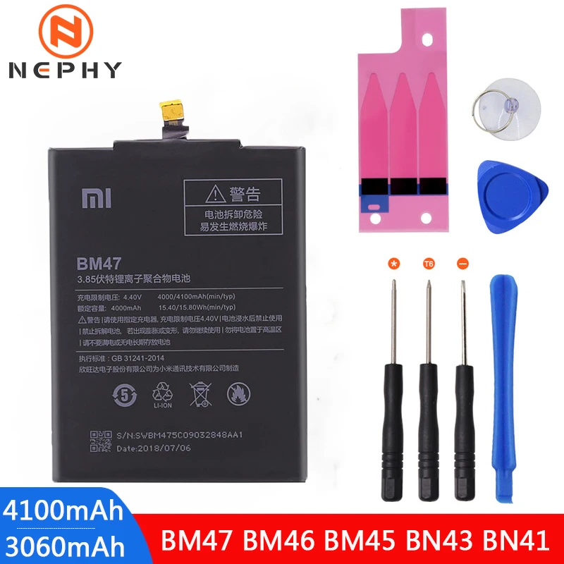 Original Battery BM45 BM46 BM47 BN41 BN43 For Xiaomi Redmi 3 3S 3X 4X 3Pro Note 2 3 4 Pro Hongmi Note2 Note3 Note4 Note4X Tools
Original Battery BM45 BM46 BM47 BN41 BN43 For Xiaomi Redmi 3 3S 3X 4X 3Pro Note 2 3 4 Pro Hongmi Note2 Note3 Note4 Note4X Tools