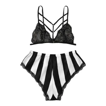 Ladies Sexy Lingerie Lace Babydoll Mujer Women Bra Set Stripe Bra G-Shirt Sexy Underwear Bra Set Langeri Exotic Apparel
Ladies Sexy Lingerie Lace Babydoll Mujer Women Bra Set Stripe Bra G-Shirt Sexy Underwear Bra Set Langeri Exotic Apparel