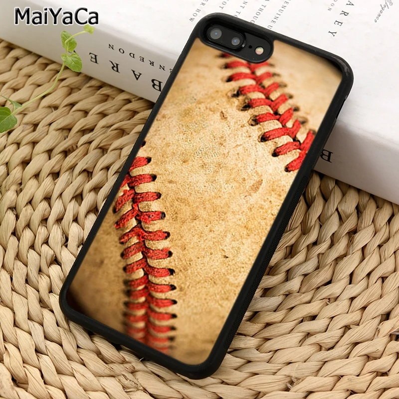 Кожаный чехол MaiYaCa с текстурой Бейсбольного мяча для телефона iPhone X XR XS 11 12 Pro MAX 5 6 7