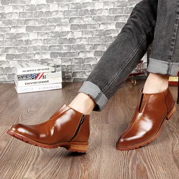 Basic Black Mid-boots Fashion Velvet Increase Lace-up And Zip Ankle Mens Pointed Toe Dress Oxfords Shoes Men Dress Leather Boots
Basic Black Mid-boots Fashion Velvet Increase Lace-up And Zip Ankle Mens Pointed Toe Dress Oxfords Shoes Men Dress Leather Boots