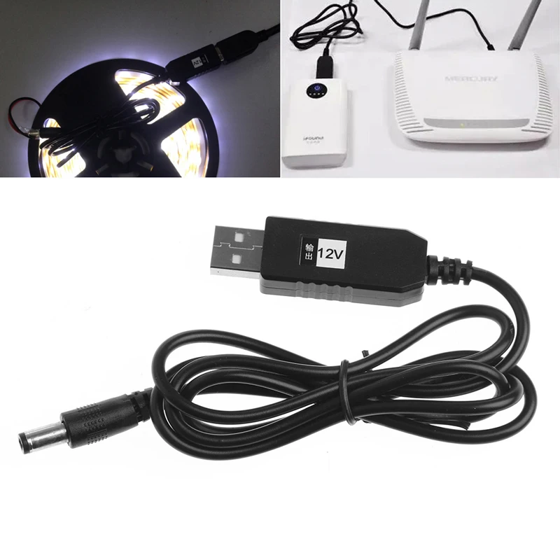USB DC 5V к 12V 2 1x5 5mm Мужской повышающий конвертер адаптер кабель для