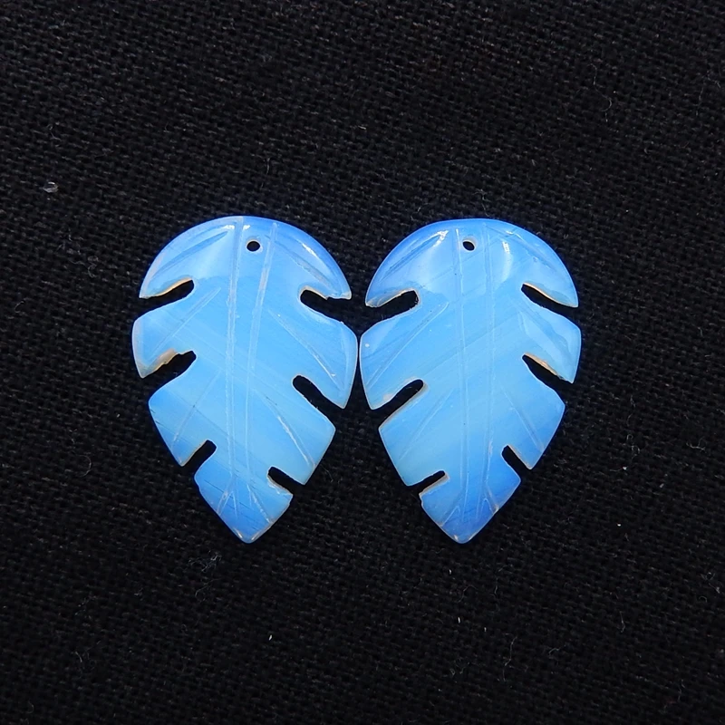 

New Arrival Jewelry accessories, Birthday gift,Natural Opalite Carved leaves fashion Earring Beads 24x17x3mm,3.3g