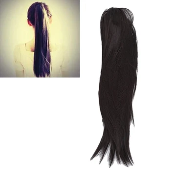 Black Color 57cm Length Long Silky Straight Synthetic Drawstring Ponytail Clip In Extension Style Women Fake Ponytail 
Black Color 57cm Length Long Silky Straight Synthetic Drawstring Ponytail Clip In Extension Style Women Fake Ponytail