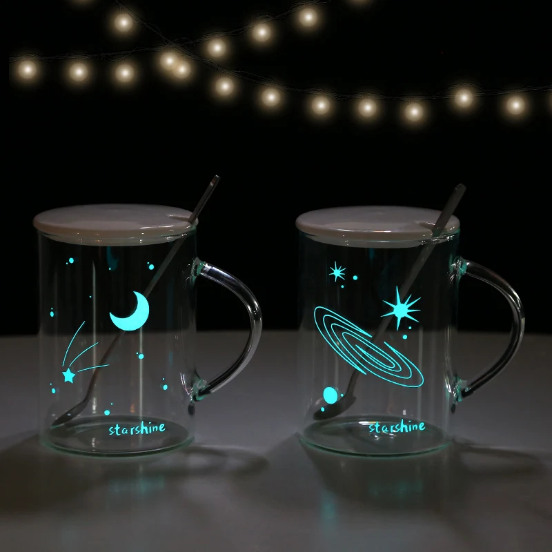 Стеклянная Люминесцентная Tazza из латте, очень красивые праздничные чашечки с цветочным рисунком семьи