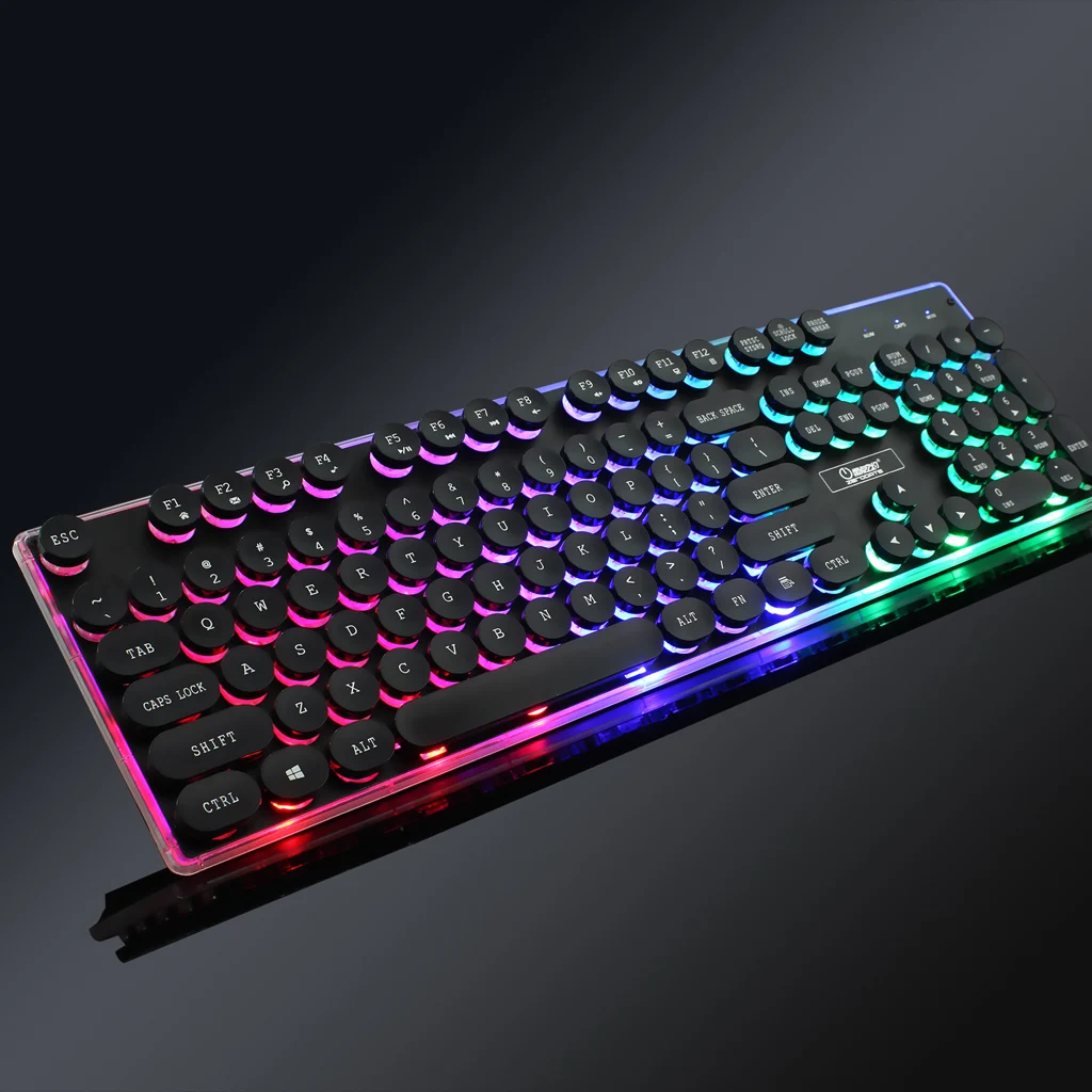 Mechanical Feeling Gaming Keyboard 104 Key USB Wired LED Illuminated Backlit Retro Style Mechanical Feeling Gaming Keyboard 104 Key USB Wired LED Illuminated Backlit Retro Style