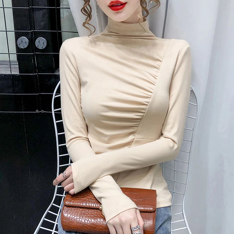 2020 Fashion New Patchwork Pleated Slim Bottoming Shirt Woman Turtleneck Full Sleeve Modal Splice Skinny Shirt Ladies Apricot2XL
2020 Fashion New Patchwork Pleated Slim Bottoming Shirt Woman Turtleneck Full Sleeve Modal Splice Skinny Shirt Ladies Apricot2XL