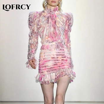 High Quality Elegant Runway Dress Autumn Print Patchwork Women's Pink Dresses Turtleneck Ruffle Sleeve Pencil Party Mini Dress 
High Quality Elegant Runway Dress Autumn Print Patchwork Women's Pink Dresses Turtleneck Ruffle Sleeve Pencil Party Mini Dress