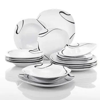 VEWEET KAYLA 18-Piece Porcelain Dinnerware Set Ceramic Tableware Combination Set of Dessert Plate,Soup Plate,Dinner Plate Set 
VEWEET KAYLA 18-Piece Porcelain Dinnerware Set Ceramic Tableware Combination Set of Dessert Plate,Soup Plate,Dinner Plate Set