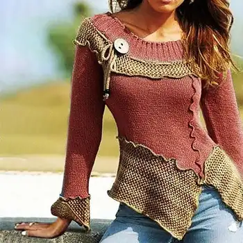 Fashion Women Pacthwork Sweater Autumn O Neck Long Sleeve Sweaters Casual Slim Jumper Pullover Vintage Knitted Tops Streetwear 
Fashion Women Pacthwork Sweater Autumn O Neck Long Sleeve Sweaters Casual Slim Jumper Pullover Vintage Knitted Tops Streetwear