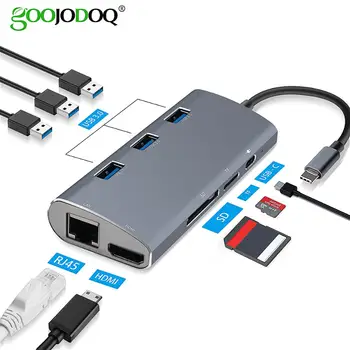 USB C Hub HDMI VGA Ethernet Lan RJ45 Adapter for Macbook Pro, GOOJODOQ Type C hub Card Reader 2 USB 3.0 + Type-C Charging port
USB C Hub HDMI VGA Ethernet Lan RJ45 Adapter for Macbook Pro, GOOJODOQ Type C hub Card Reader 2 USB 3.0 + Type-C Charging port