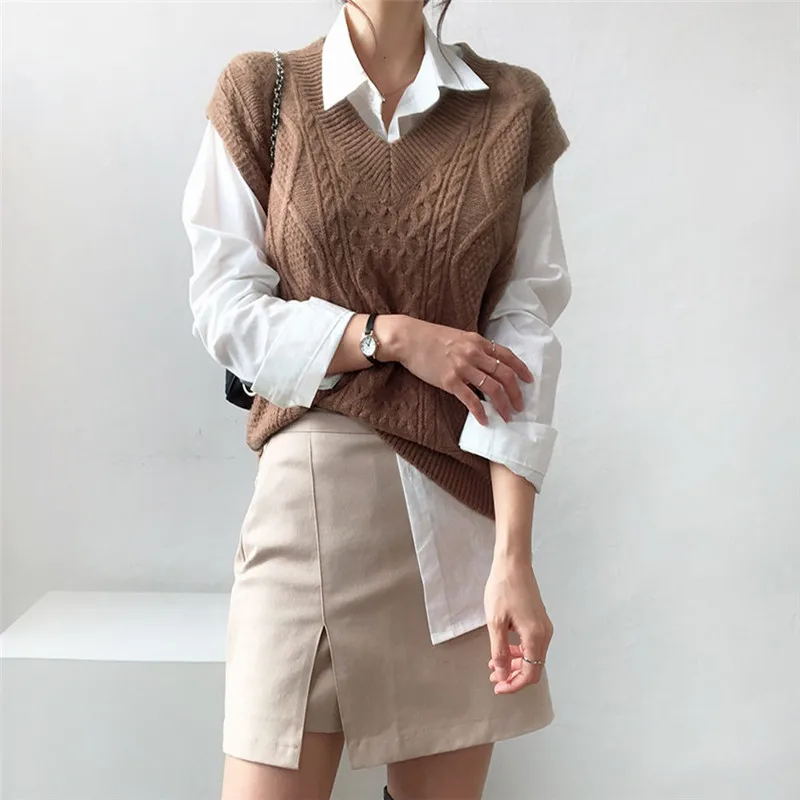 Simple Solid Twist Knitted Sweater Vests +chic All-match Basic Shirts for Ladies Simple Solid PU Mini Skirt New Autumn Set
Simple Solid Twist Knitted Sweater Vests +chic All-match Basic Shirts for Ladies Simple Solid PU Mini Skirt New Autumn Set