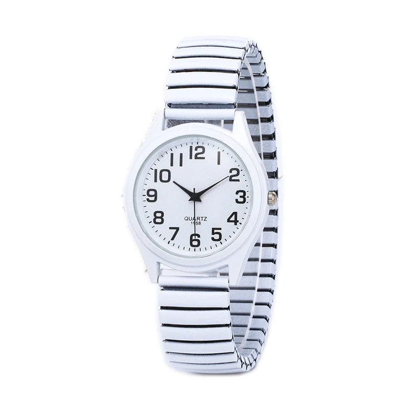 Фото Модные деловые женские мужские эластичные белые черные кварцевые часы для