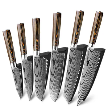 Kitchen knives Set Professional Chef Knives Stainless Steel Imitation Damascus Pattern Santoku Cleaver Slicing Utility Knives
Kitchen knives Set Professional Chef Knives Stainless Steel Imitation Damascus Pattern Santoku Cleaver Slicing Utility Knives