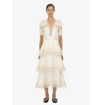 Self Portrait Summer Womens Lace Dresses White Plunging V Neck Cake Long Maxi Dress Women short sleeves Party Runway Vestidos
Self Portrait Summer Womens Lace Dresses White Plunging V Neck Cake Long Maxi Dress Women short sleeves Party Runway Vestidos