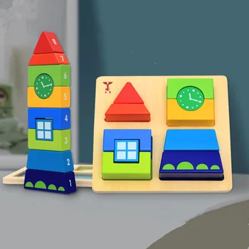Wooden Building Blocks Montessori Children's Clock Tower Baby Kids Shape Cognitive Matching Educational Puzzles Toys 
Wooden Building Blocks Montessori Children's Clock Tower Baby Kids Shape Cognitive Matching Educational Puzzles Toys