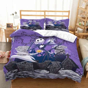 The Nightmare Before Christmas Bedding Set Cartoon Skull Jack Purple Duvet Cover Set 2/3Pcs Bed Linen Set Twin Full Queen Size 
The Nightmare Before Christmas Bedding Set Cartoon Skull Jack Purple Duvet Cover Set 2/3Pcs Bed Linen Set Twin Full Queen Size