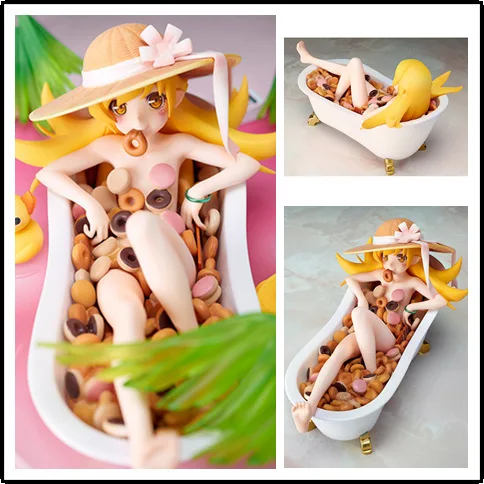 Aniplex Oshino Shinobu with Donut in bathtub Anime Action Figure Model Toys 11cm |