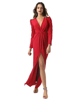 Dressv Party Dress Sample-Evening Customized Dresses Long Floor-Length V-Neck Long Sleeves Split-Front Formal Evening Dresses
Dressv Party Dress Sample-Evening Customized Dresses Long Floor-Length V-Neck Long Sleeves Split-Front Formal Evening Dresses