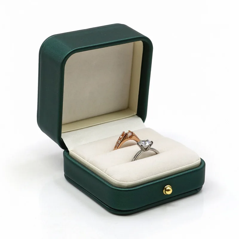 Engagement Ring Box Green Square Leather Ring Bearer Box Premium Gorgeous Vintage Double Slot Ring Box for Proposal Wedding Gift
Engagement Ring Box Green Square Leather Ring Bearer Box Premium Gorgeous Vintage Double Slot Ring Box for Proposal Wedding Gift