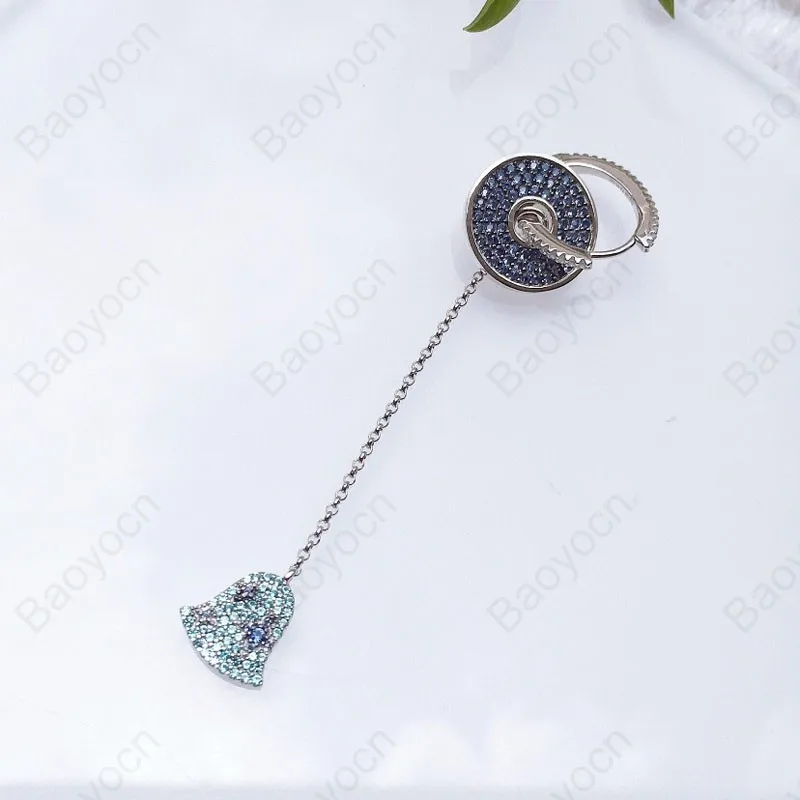 Fahsion 925 Sterling Silver Single Blue Disc and Bell Long Drop Earring Micro Cubic Zirconia Women Luxury Brand Jewelry one pc
Fahsion 925 Sterling Silver Single Blue Disc and Bell Long Drop Earring Micro Cubic Zirconia Women Luxury Brand Jewelry one pc