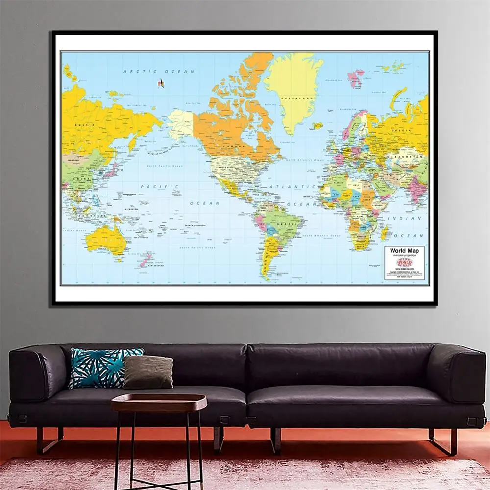 60x90cm The World Physical Map HD Mercator Projection World Map Canvas Spray Painting For Wall Decor
60x90cm The World Physical Map HD Mercator Projection World Map Canvas Spray Painting For Wall Decor