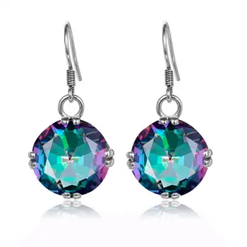 

Silver Earrings For Women Pure 925 Sterling Silver Sparkling Chromatic Mystical Topaz Drop Earrings Handmade Delicate Jewelry