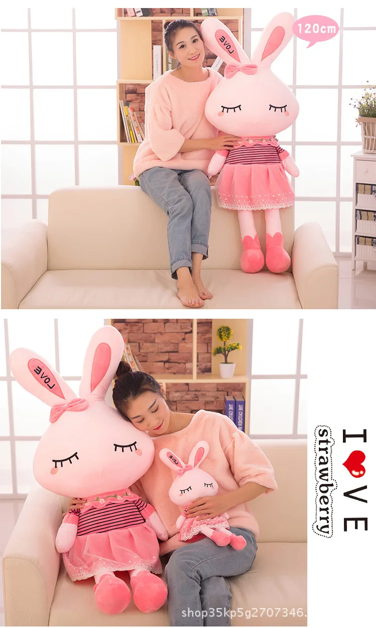 zhu tu love pink rabbit plush toy doll marriage birthday gift