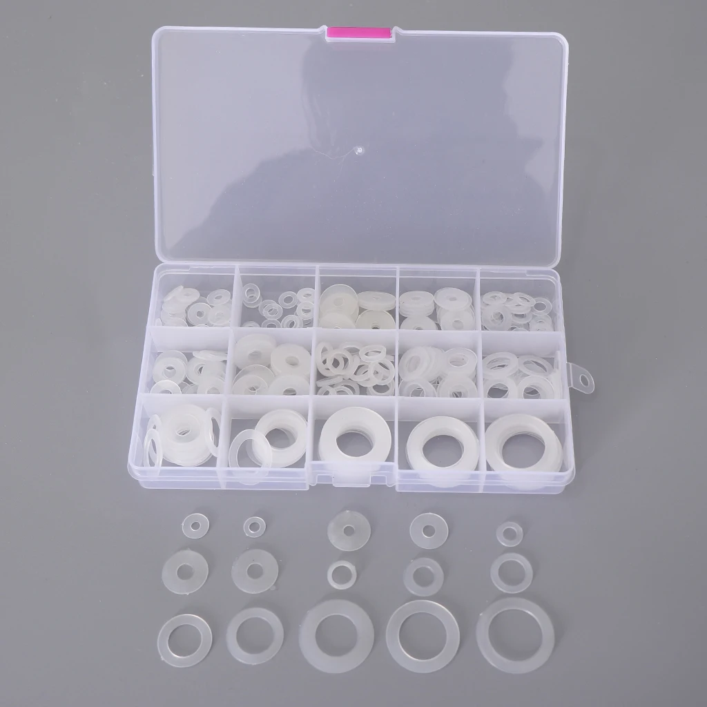 250pcs Seal O-ring Set White Nylon Washer Assortment F/Hydraulic Plumbing 250pcs Seal O-ring Set White Nylon Washer Assortment F/Hydraulic Plumbing