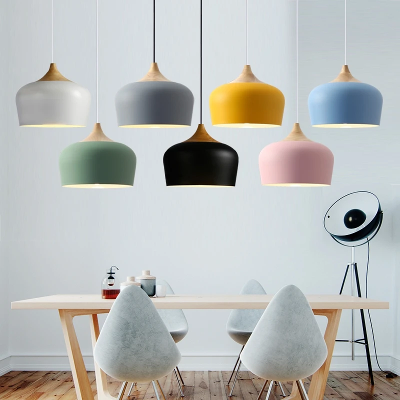 Modern Multicolor Pendant Lights Nordic Macaron Wood Hanging Lamp Restaurant Kitchen Bedroom Lamp Aluminum Light Fixtures
Modern Multicolor Pendant Lights Nordic Macaron Wood Hanging Lamp Restaurant Kitchen Bedroom Lamp Aluminum Light Fixtures