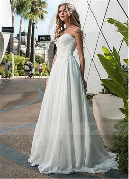 Amazing Sweetheart A-Line Wedding Dresses Chiffon Skirt Lace Appliques Bridal Gowns Natural Slim Custom Online Plus Size
Amazing Sweetheart A-Line Wedding Dresses Chiffon Skirt Lace Appliques Bridal Gowns Natural Slim Custom Online Plus Size