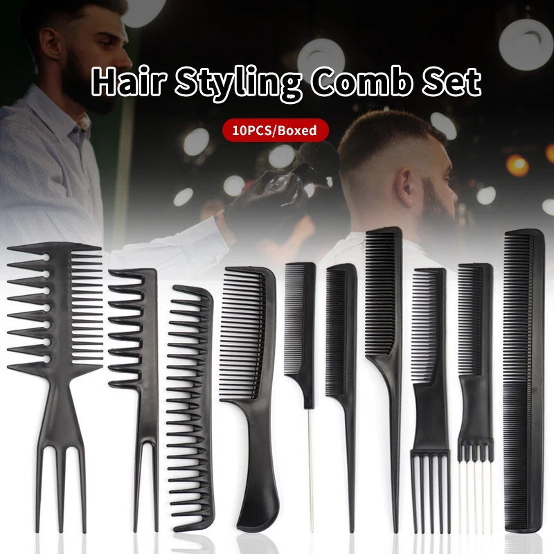 Professional Stylist Comb Set Salon Barber Hair Combs Brush For Women Black Tail Comb 10Pcs/Set Hair Care Styling Tool
Professional Stylist Comb Set Salon Barber Hair Combs Brush For Women Black Tail Comb 10Pcs/Set Hair Care Styling Tool