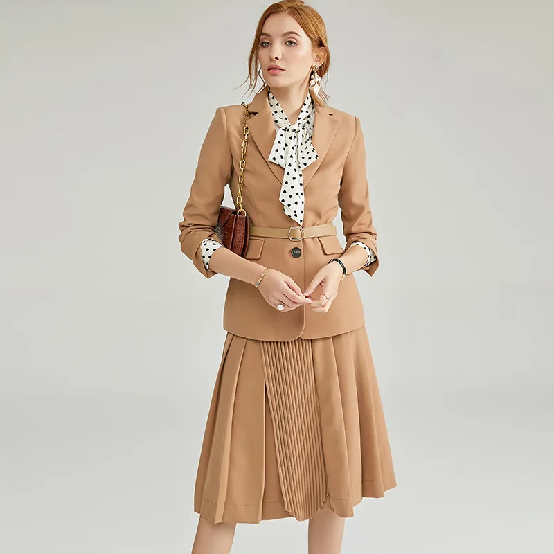 New 2019 autumn winter women blazer suit single breasted elegant jacket pleated skirts office two piece outfits set khaki black
New 2019 autumn winter women blazer suit single breasted elegant jacket pleated skirts office two piece outfits set khaki black