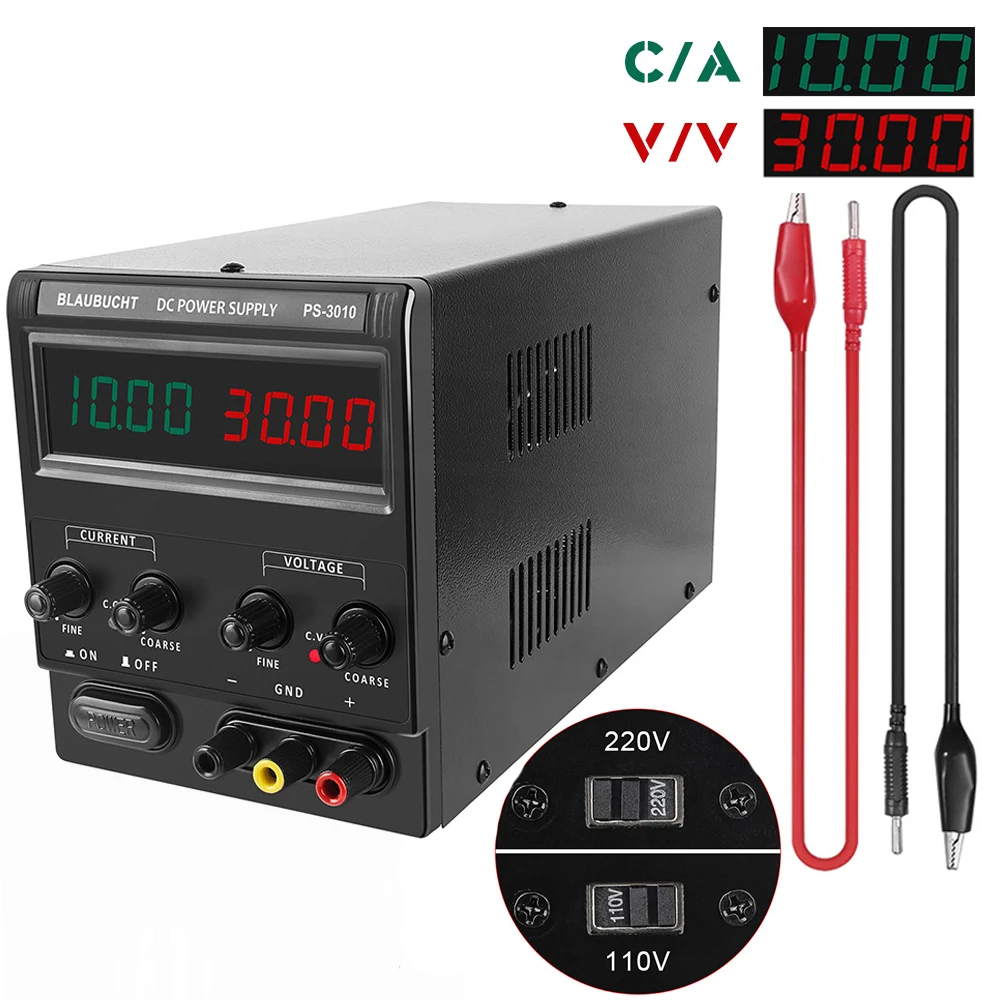 30V 10A DC Adjustable Power Supply 110V/220V Switching Laboratory Bench Power Source Digital Voltage Stabilizer
30V 10A DC Adjustable Power Supply 110V/220V Switching Laboratory Bench Power Source Digital Voltage Stabilizer