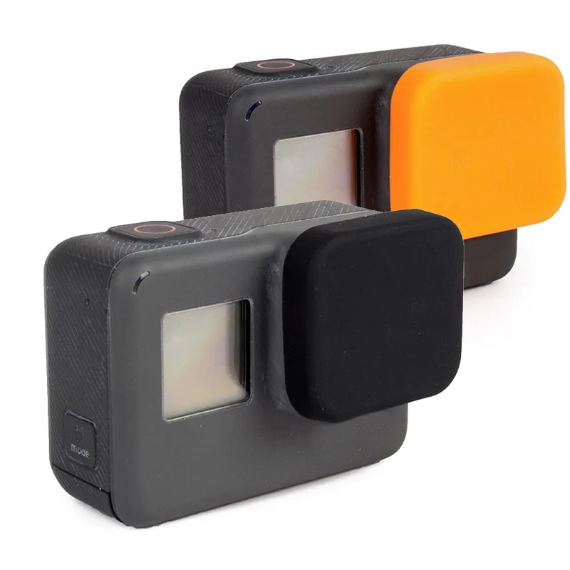 Силиконовый защитный чехол для объектива Gopro Hero 7/6/5 черный/оранжевый
