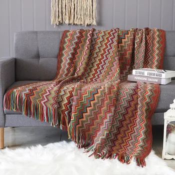 Bohemia Wave Stripe Knitted Throw Sofa Blanket Sofa Cover for Travel Airplane Bed All Season Tapestry Tassel Blankets Decor
Bohemia Wave Stripe Knitted Throw Sofa Blanket Sofa Cover for Travel Airplane Bed All Season Tapestry Tassel Blankets Decor