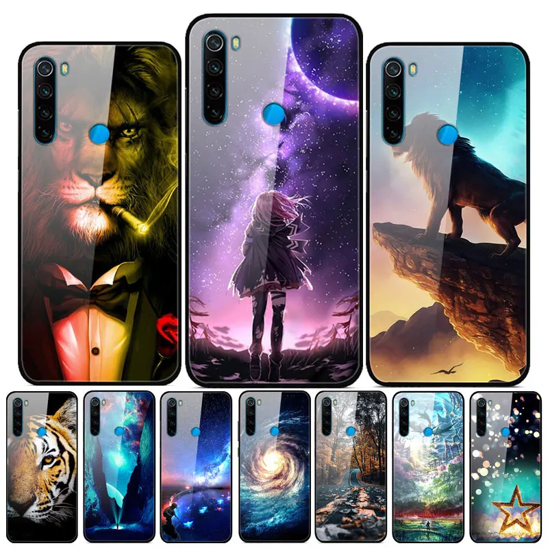 Для Xiaomi Redmi Note 8T чехол из закаленного стекла с принтом задняя крышка жесткие чехлы