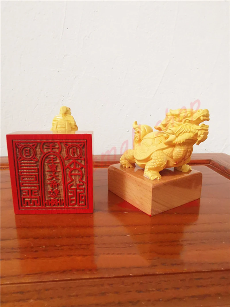 

Taoist seal, boxwood, dragon turtle, imperial seal of the Jade Emperor, Taoist Dharma seal, Taoist supplies, single-sided