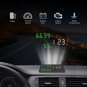 HUD V612 Head Up Display + TPMS 2in1 Car OBD OBD2 Display HUD V612 On-Board Computer Car Speedometer Headup Display